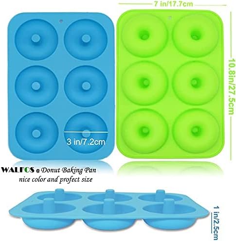 Walfos Silicone Doughnut Mould- Non-Stick Silicone Donut Molds Set, Just Pop Out! Heat Resistant Up to 500°F, Make Perfect Donut Cake Biscuit Bagels, BPA Free and Dishwasher Safe, Set of 3