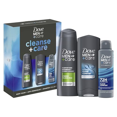 Dove Men+Care Gift Set Dove Men+Care Cleanse+Care Trio with a body wash a 2-in-1 shampoo & conditioner and anti-perspirant perfect gifts for men 3 piece