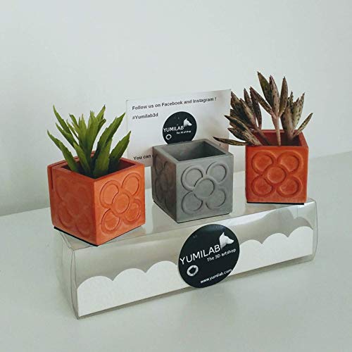 3 Mini floreros tarjeteros Panots, Porta nombre Panots, Porta Foto Barcelona, mini macetas, colores personalizados, baldosa flor de Barcelona, Cataluña
