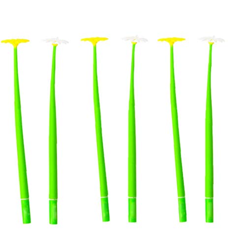 6pcs Novità Cute Flower Sfera Smooth Scrittura Penna Del Gel Di Silicone Set Daisy Design D'inchiostro Penne Per Ufficio Scolastico (0,5 Mm, Nero)