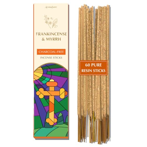 Frankincense & Myrrh Luxury Incense Sticks by Aromafume | 2x30 Sticks for Prayer, Meditation, Aromatherapy, Purification & Protection | Charcoal Free | Long Lasting Aroma, Spiritual Gifts