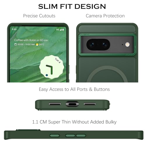 YINLAI for Google Pixel 7 Magnetic Case [Compatible with Magsafe] Support Wireless Charging Slim Full Shockproof Case for Google Pixel 7, Green - Image 7