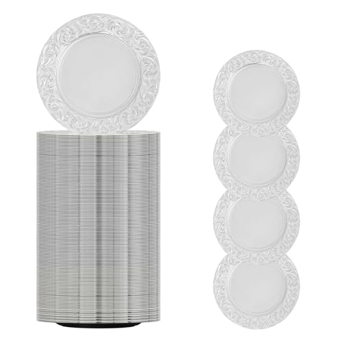 Platos decorativos plateados 150 pzas 12.99 pulg miniatura 1