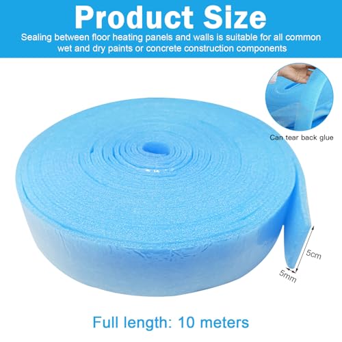 Randdämmstreifen, 50mm x 5mm x 10m Randdämmstreifen Selbstklebend, Randdämmstreifen für Ausgleichsmasse, Randstreifen Randdämmung Fußbodenheizung Estrich