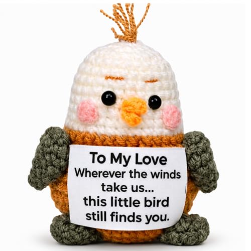 VN3BTOY Handmade Crochet Decorative Gift with Meaningful Quote – Bird Love Design – Cute Design Collection for Men and Women, Romantic Gift for Valentine's Day, Birthday, and Christmas