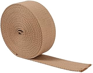 Suncoolla 5M Canvas Cotton Plain Weave Webbing Strap Bag Belt Tape 25/38/50mm (Beige, 38mm)