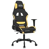 vidaXL Silla Gaming con Reposapiés Asiento Respaldo Computadora Escritorio Oficina Ergonómica Ajustable Regulable Tela Negro y Amarillo