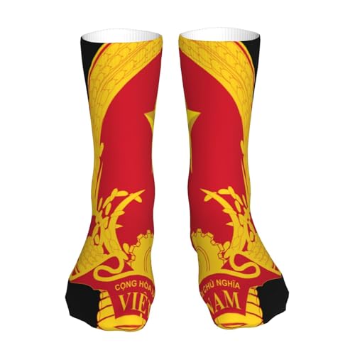 Oudrspo Emblème national du Vietnam 10 Drapeau Carte de la Côte d'Ivoire Chaussettes drôles pour hommes Chaussettes de sport unisexes Cool Funky 3D imprimées à motifs pour mollets 16 pouces