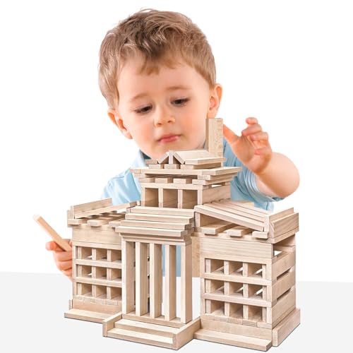 Pavlleen 30 Stück Bastelholz klötzchen,Bastelholz OHNE Klebeband,Eichenholz Bastelklötzchen,Holzbausteine bastelklötzchen,100x20x7 mm holzklötze,für DIY Projekte Deko und Bauen