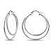 Sterling Silver Double Circle Round-Tube Polished Hoop Earrings, 30mm