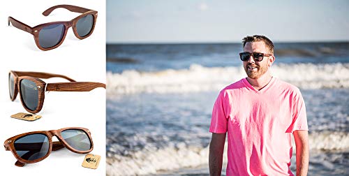 Viable Harvest Wood Sunglasses For Men & Women - Dark Polarized Lenses Block Sun & Glares - Handmade Wooden Craftsmanship & Uv400 Lens - 100% Uva & Uvb Protection - With Classy Gift Box - Sandalwood #TOP2