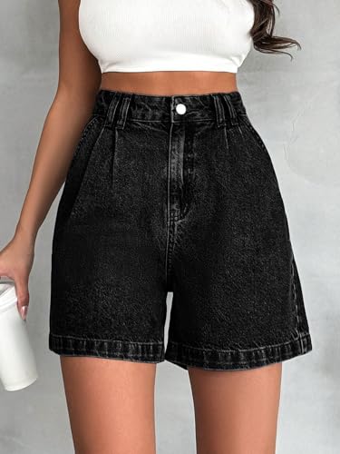 Image of Shasmi Girl's & Women's High Waisted Denim Shorts, 2025 Fashion Vintage Wash, Straight Cut (Short 234)