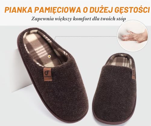 COFACE Kapcie męskie, filcowe, ciepłe, wygodne, męskie pantofle