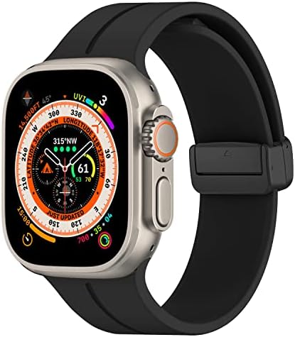 Magnetic for Apple Watch Ultra Band 49mm 45mm 44mm 41mm 40mm iWatch Bands 38mm 42mm Men/Women,Sport Silicone Wristband Strap for Apple Watch Band Series 9 8/7/6/5/4/3/SE 2nd Generation/Ultra 2