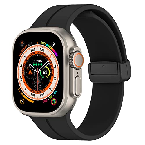 Image of Magnetic for Apple Watch Ultra Band 49mm 45mm 44mm 41mm 40mm iWatch Bands 38mm 42mm Men /Women,Sport Silicone Wristband Strap for Apple Watch Band Series 9 8 /7 /6 /5 /4 /3 /SE 2nd generation /Ultra 2