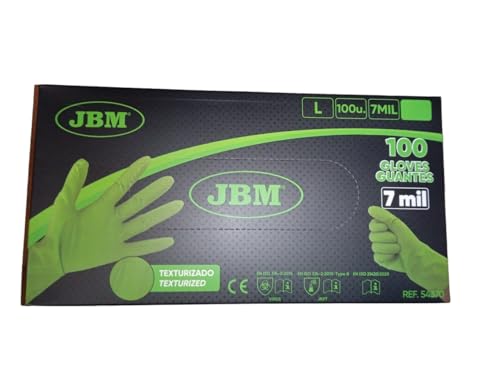GUANTES VERDES DESECHABLES DE NITRILO - TALLA: L - 7,0MIL (100 UDS.) TEXTURA DIAMANTE