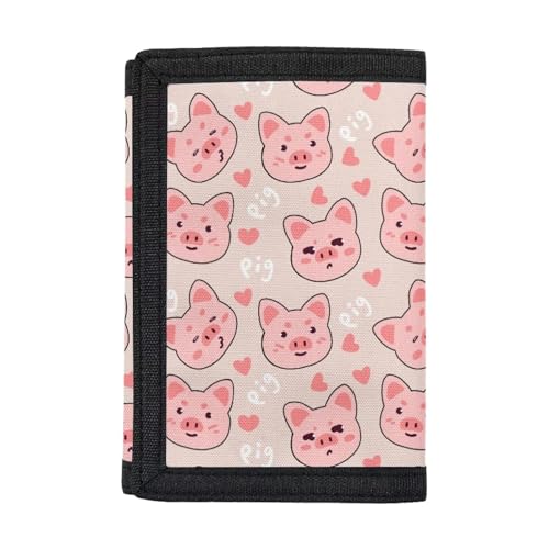 INSTANTARTS Pigs Canvas Wallet Girl's Tri-fold Money Bag Portable Clutch Coin Purse Coin Storage Bag