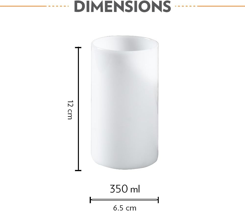 Borosil 350 ml Set of 6 pcs White Jade Vision Drinking Glass | Borosilicate Glass Tumblers for Water, Cold Drinks, Cocktails, Juice| Flame Proof, Microwave & Dishwasher Safe | for Daily use & Gifting