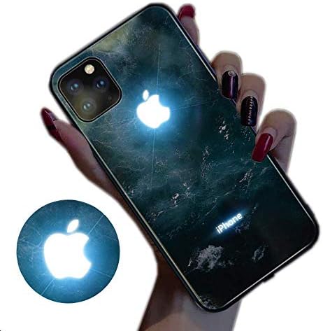 ESACLM Glowing Case for iPhone 11, iPhone 11 Pro Cases Led Logo Light iPhone Case Light Up Logo Case Illuminate Cover Tempered Glass Back Cover Protective Case,C,iPhone11ProMax