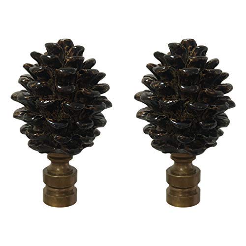 Royal Designs Pine Cone Design 2.75" Lamp Finial For Lamp Shade, Antique Brass - Set Of 2 #TOP24