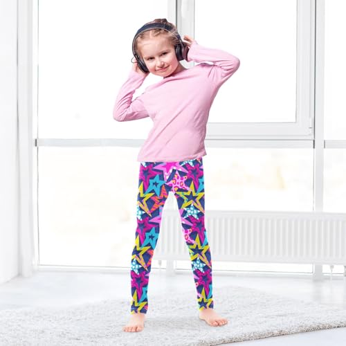 Abstract Star Girls Leggings,Workout Leggings for Girls Toddler Athletic Legging Size for 3-10T4