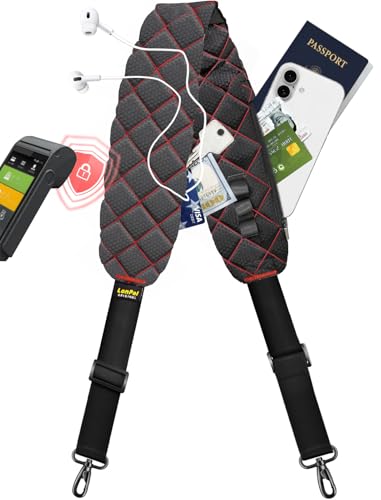 RFID�u���b�L���O�|�P�b�g�t���V�����_�[�X�g���b�v�A55�C���`�̃p�b�h���蓐��h�~�o�b�O�X�g���b�v�A�f���A���o�����X�o�b�N���ƃ��^���t�b�N�t���B, �u���b�N, 55 Inch, �X�^�C���b�V���ȃV�����_�[�X�g���b�v�B