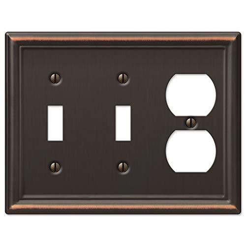 Image of Amerelle 149TTDDB Chelsea Wallplate, 2 Toggle / 1 Duplex, Steel, Aged Bronze, 1-Pack