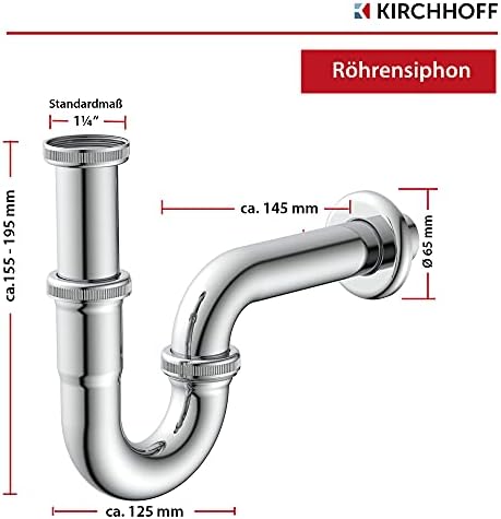 KIRCHHOFF 1 zestaw z 6 elementami. Syfon rurowy syfon odpływowy zlewozmywak i umywalka pułapka spustowa rura spustowa 98801110