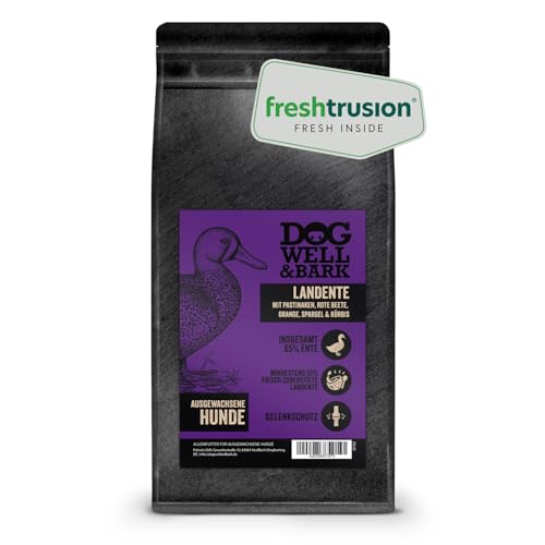 Premium Hundefutter trocken getreidefrei - Alleinfutter mit Landente 2 kg für ausgewachsene Hunde – Ente mit Pastinaken, rote Beete, Orange, Spargel & Kürbis