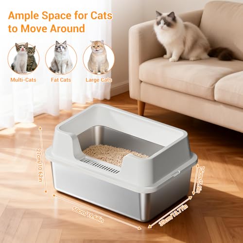 Arenero para gatos extra grande de acero inoxidable miniatura 2