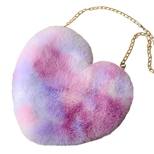 oshhni Mulheres de pelúcia corrente bolsa ombro em forma de coração bolsa casual crossbody bolsa par