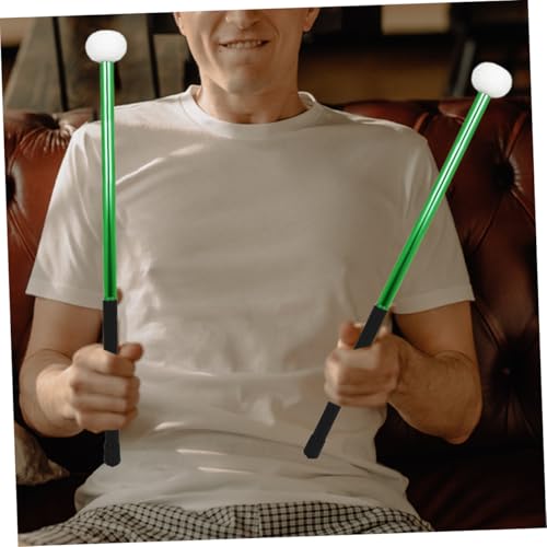 Set de 2 baquetas duales para bombo con cabeza de fieltro verde miniatura 4