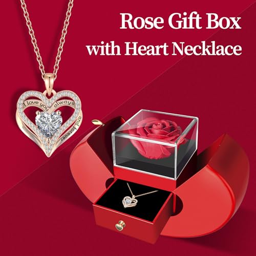 Miniatura 3 de Weimil Collar De Rosa Roja Eterna Con Corazón, Regalos Para Madre, Novia, Mujer, Esposa, Abuela Para Navidad, Día De San Valentín, Día De La Madre, Cumpleaños, Aniversario, Día De Acción De Gracias