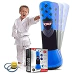 Whoobli Ninja Inflatable Kids Punching Bag, Inflatable Toy Punching Bag for Kids, Bounce-Back Bop Bag for Play, Boxing, Karate, Anger Management, Gift for 3-7 Years Old, Toys Age 3 4 5 6 7; New 2025