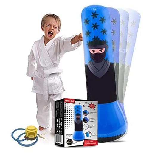 Whoobli Ninja Inflatable Kids Punching Bag, Inflatable Toy Punching Bag for Kids, Bounce-Back Bop Bag for Play, Boxing, Karate, Anger Management, Gift for 3-7 Years Old, Toys Age 3 4 5 6 7; New 2022