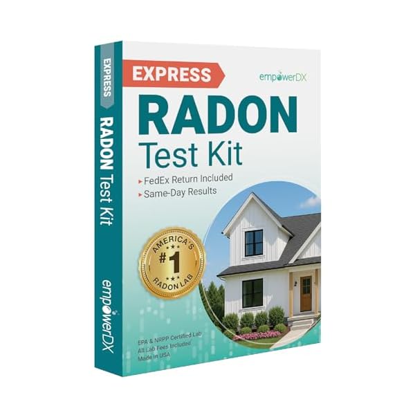 empowerDX Express Radon Test Kit, All Fees Included, EPA Listed, NPPR Certified, Check Radon Gas Levels in Your Home, Same Day Results, FedEx Return Included
