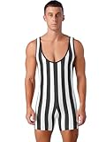 Lejafay Men's One Piece Swimsuit Bikini Water Sports Super Speed Dry Charm Men Surfing Clothes Striped Black Small