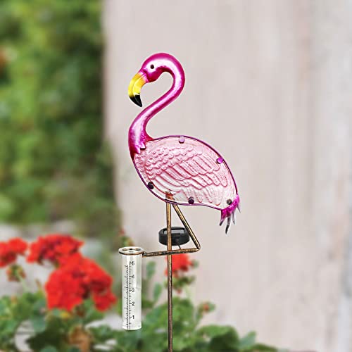 Lewis&Wayne 43’’ Solar Flamingo Rain Gauge Outdoor Decorative Metal Stake Led Lights With Glass Tube Solar Pathway Lights For Garden, Yard, Patio, Lawn Decor #TOP4