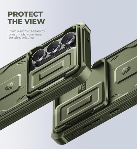 Image of Dexnor for Samsung Galaxy S26 Ultra Case with Upgraded Slide Camera Cover & 2 Front Frames & Built-in Screen Protector & Kickstand, Heavy-Duty Rugged Case Full-Body Protective Cover(2026),Army Green