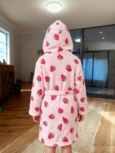 Image of Boys Girls Bathrobes,Toddler Boy Girl Robes,Children's Plush Soft Coral Fleece Hooded Pajamas Sleepwear for Kids