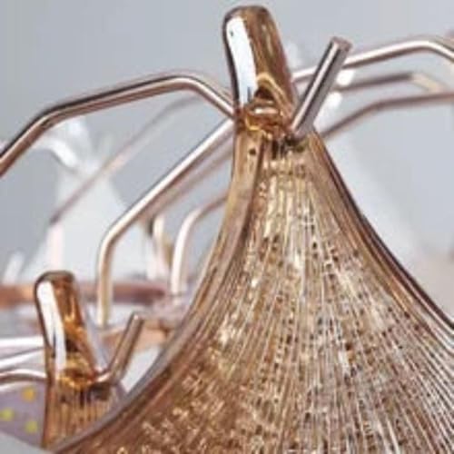 Image of 800 mm Modern Linear Ginkgo Leaf Chandelier for Living Room | Jhumar Light for Hall Ceiling | 3 Color Smart Lighting with Alexa Google Control | Dining Room Hanging Light Fixture
