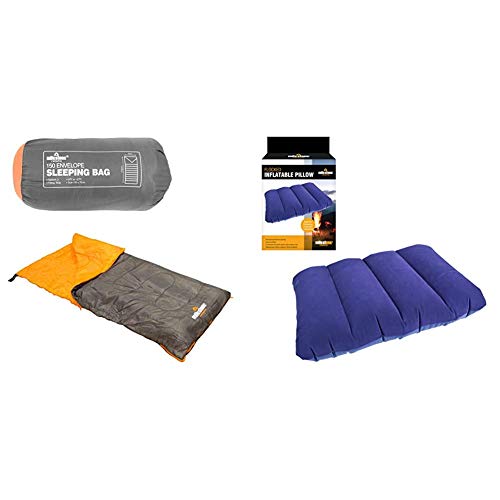 Milestone Camping Insulation 26700 Single Envelope Sleeping Bag | 2 Season | Full Length Dual Zip | Grey & Orange | Packs Down Tight | 170cm x 75cm