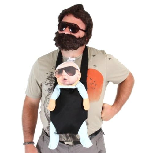 Costume Agent The Hangover Alan Costume with T- Shirt, Glasses, Baby Carrier, Wig, Beard and Mustache Halloween Cosplay