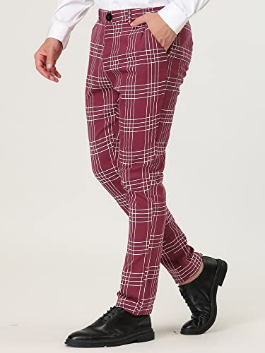 Lars Amadeus Men's Dress Plaid Pants Formal Slim Fit Printed Business Checked Trousers2