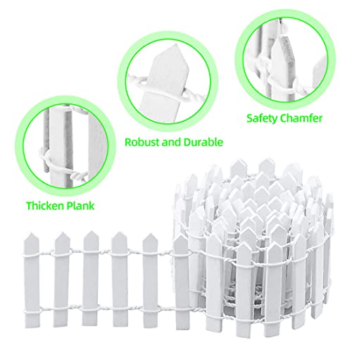 KOOKZ Miniatur Zaun Gartenzaun Holz, Weiß Holzzaun 90x5cm Ideal Zubehör Wichtel, Mini Zaun für Miniatur Fee Garten Kit Puppenhaus Zubehör DIY Deko Garten Bonsai Terrarium