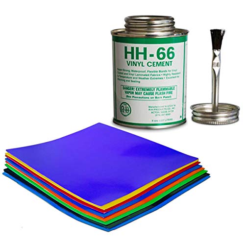 Moose Supply HH-66 Vinyl Repair Kit | Inflatable Bounce House Repair Kit | Includes Adhesive and 9 Pieces of 8 Inch x 8 Inch Vinyl | for Flexible, Waterproof Repairs of Tears, Punctures, and Holes
