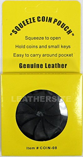 2Pc Lot Old Fashion Squeeze Open Genuine Leather Coin Pouch - Black #TOP2