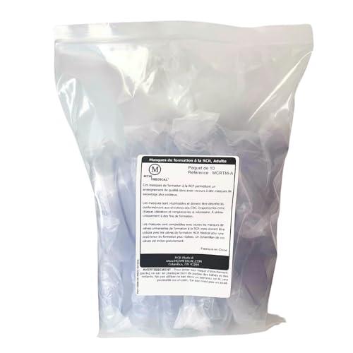 image for MCR Medical Pack of 10 Training CPR Rescue Masks, ADULT with Valves MC