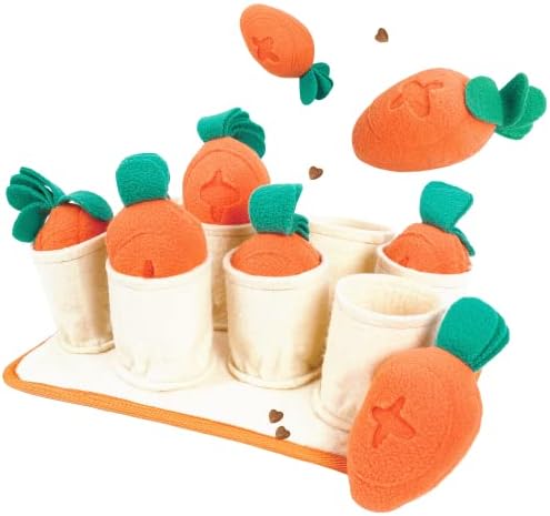 FOSSA Dog Snuffle Mat, Puppy Toys Feeding Mat with 8 Carrots Plush Dog Treat Puzzle Toys (Small)