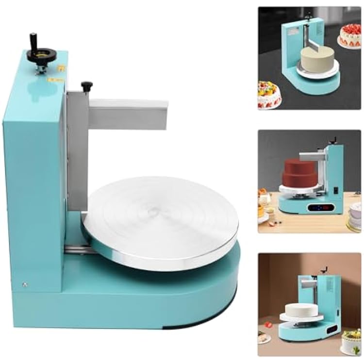 KOLHGNSE Cake Icing Machine, 4-12 Inch Cakes, Electric Cake Decorating Machine, Adjustable Spatulas, 30-200 RPM Touchscreen Control for Bakeries